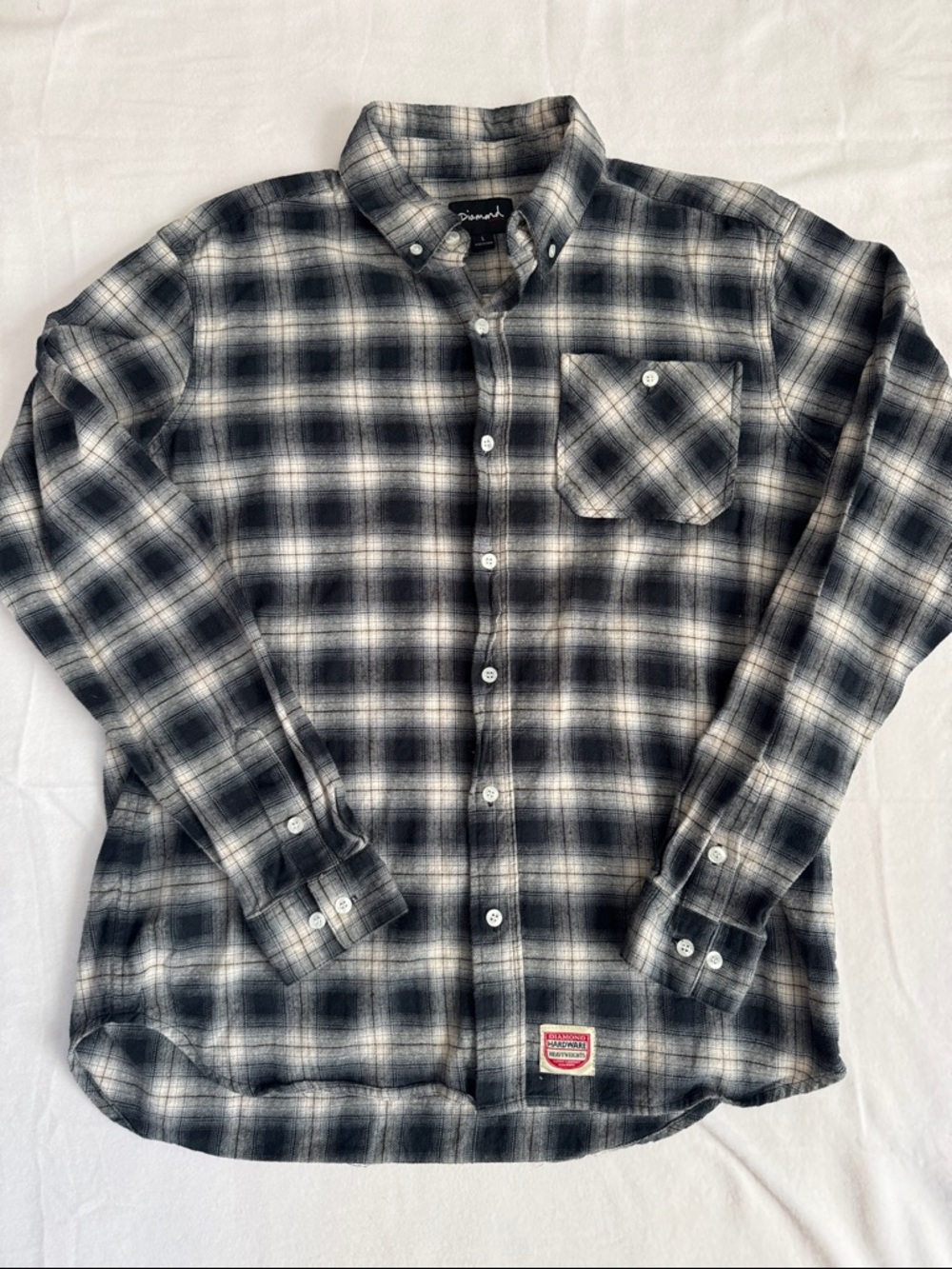 Diamond Supply Co. Black & White Plaid Button-Down Shirt